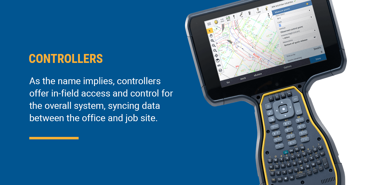 As the name implies, controllers offer in-field access and control for the overall system, syncing data between the office and job site.
