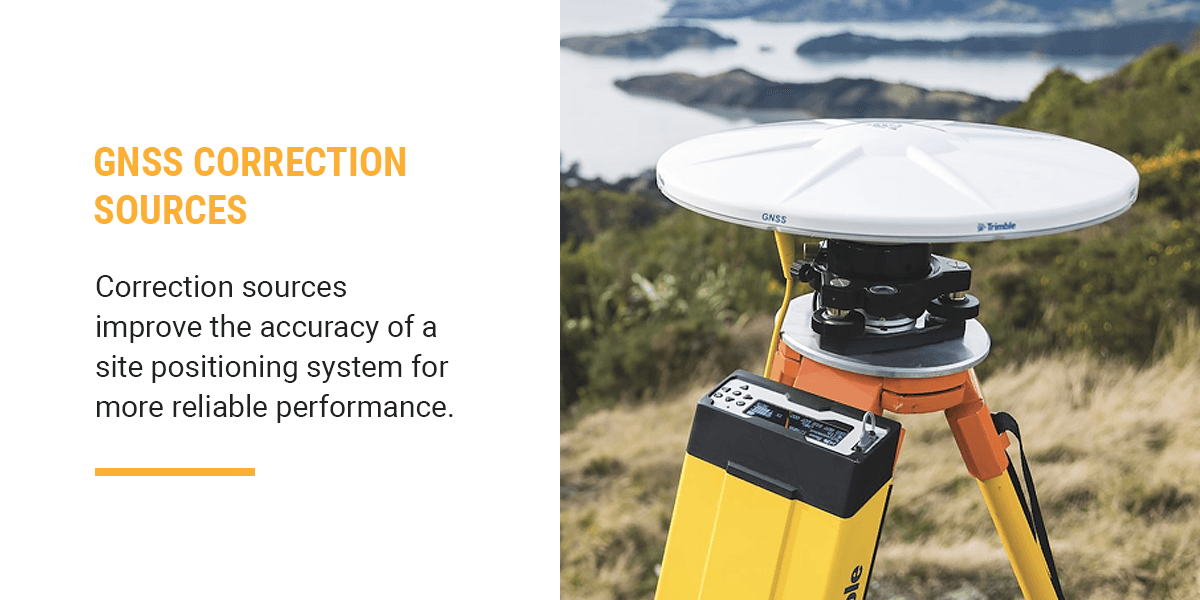 GNSS correction sources improve the accuracy of a site positioning system for more reliable performance.